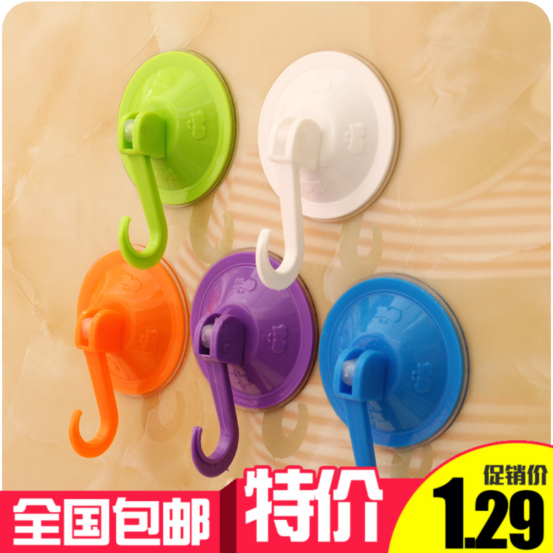 彩色塑料真空强力吸盘挂钩厨房浴室无痕毛巾挂钩瓷砖玻璃壁挂粘钩