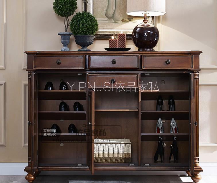 高档 美式实木鞋柜 现代简约欧式烤漆鞋柜储物柜 定制定做鞋柜