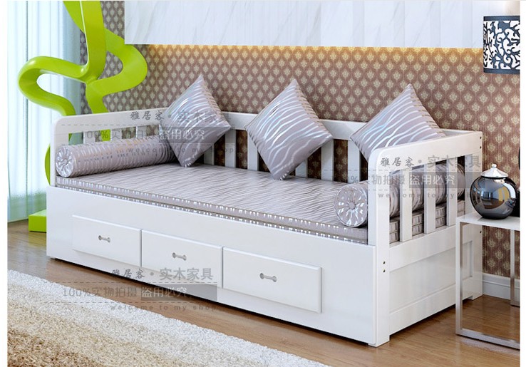 宜家实木沙发床推拉两用1.2多功能客厅小居室抽拉沙发床1.5组装