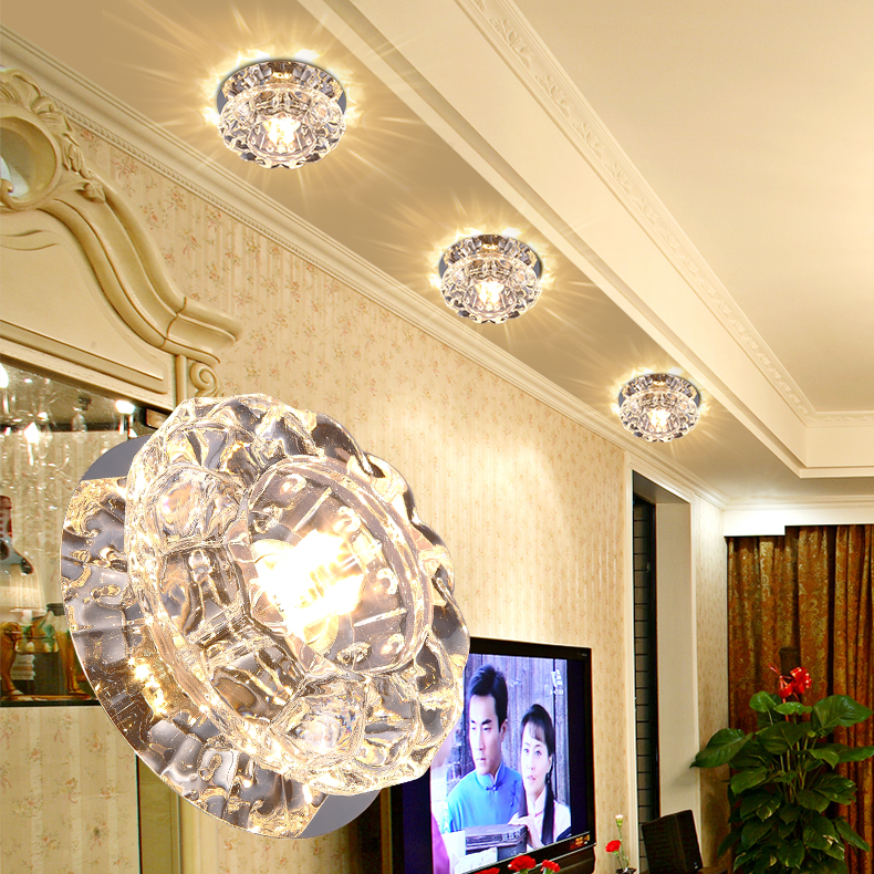 led射灯吊顶天花客厅灯嵌入式小水晶灯过道灯简约走廊灯牛眼筒灯