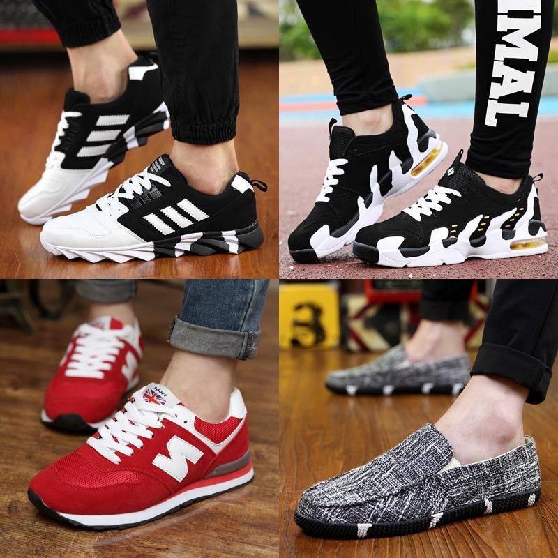 春夏季网布情侣鞋一脚蹬懒人学生休闲帆布潮鞋内增高男鞋子38码红