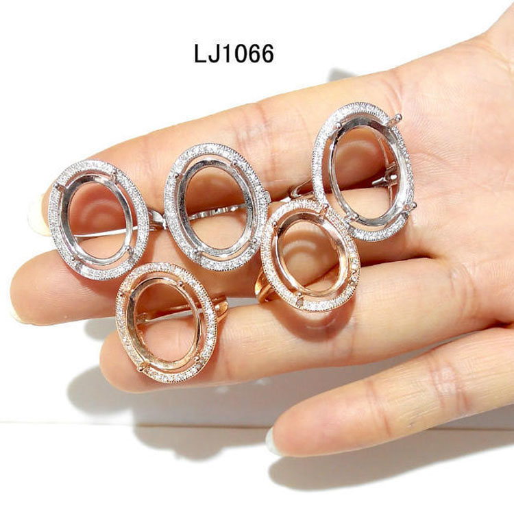 diy戒托 空托 925银镀白金 女款活口 戒指空托批发 来石免费镶嵌