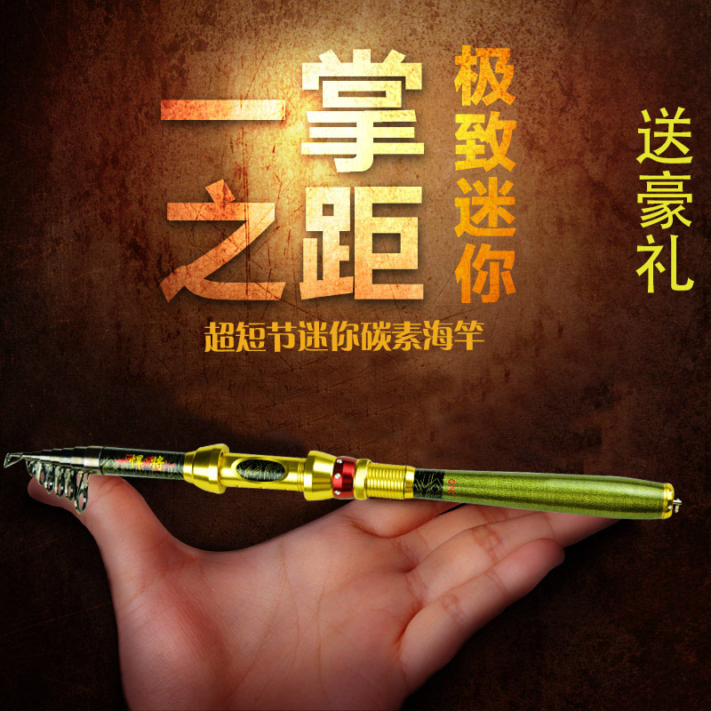 超短节迷你小海竿套装1.8/2.4/2.7/3.0米钢笔竿 钓鱼海杆抛竿特价