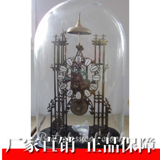 座钟上弦骨架钟|老式仿复古机械座钟|台钟|报时骨架钟|高档玻璃罩