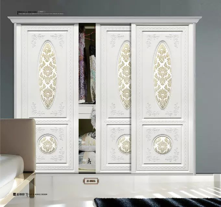 山东吸塑衣柜门定做雕刻移门定制欧式软包移门木质门推拉门定做
