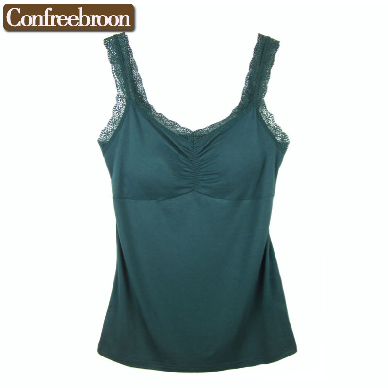 正锦夏女莫代尔带胸垫吊带背心 打底bra连罩杯文胸背心一体式内衣