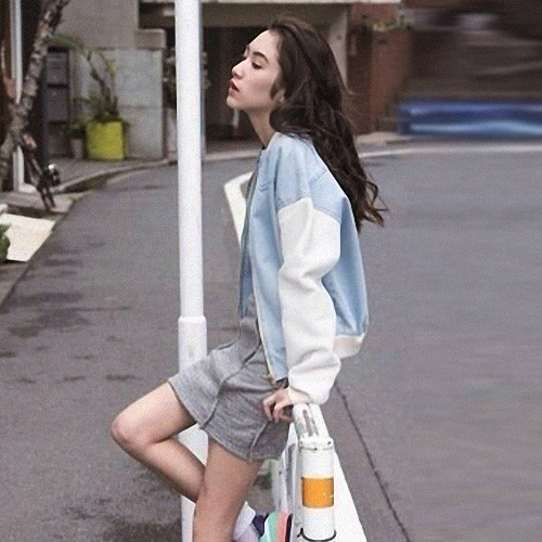 2016春学院风宽松复古短款牛仔外套PU拼接显瘦韩版棒球服女学生