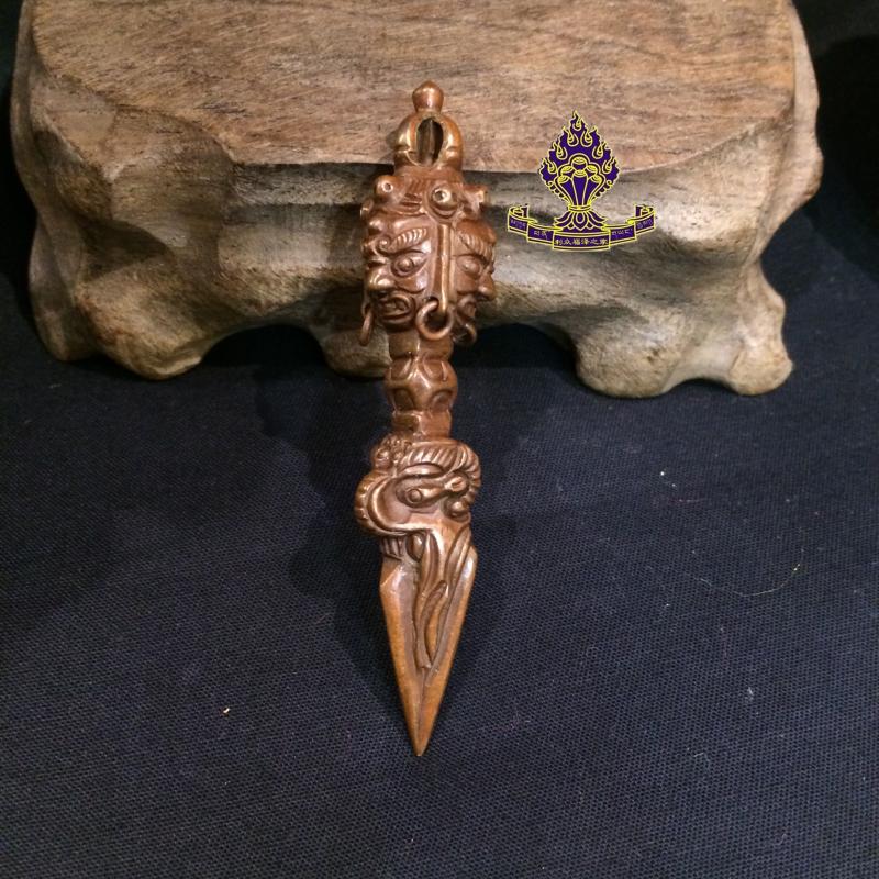 藏传佛教 尼泊尔精致紫铜普巴金刚杵吊坠金刚橛降魔杵配饰 6.8cm