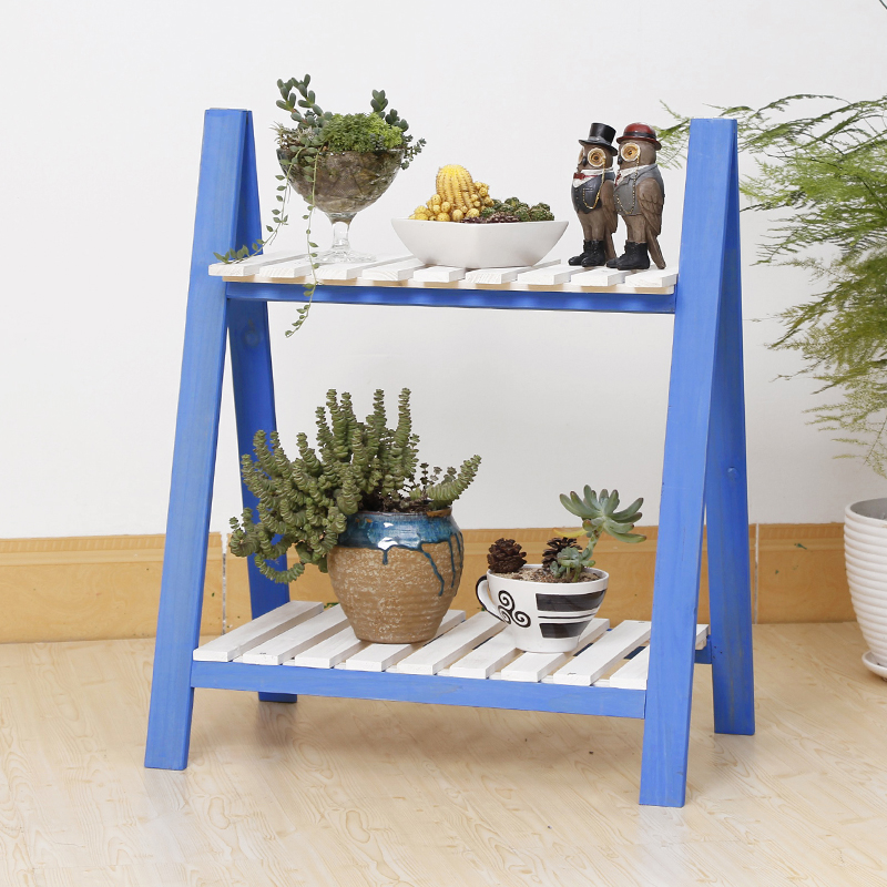 简约特价两层实木花架子多层木质木制花盆架仿古白色阶梯折叠阳台