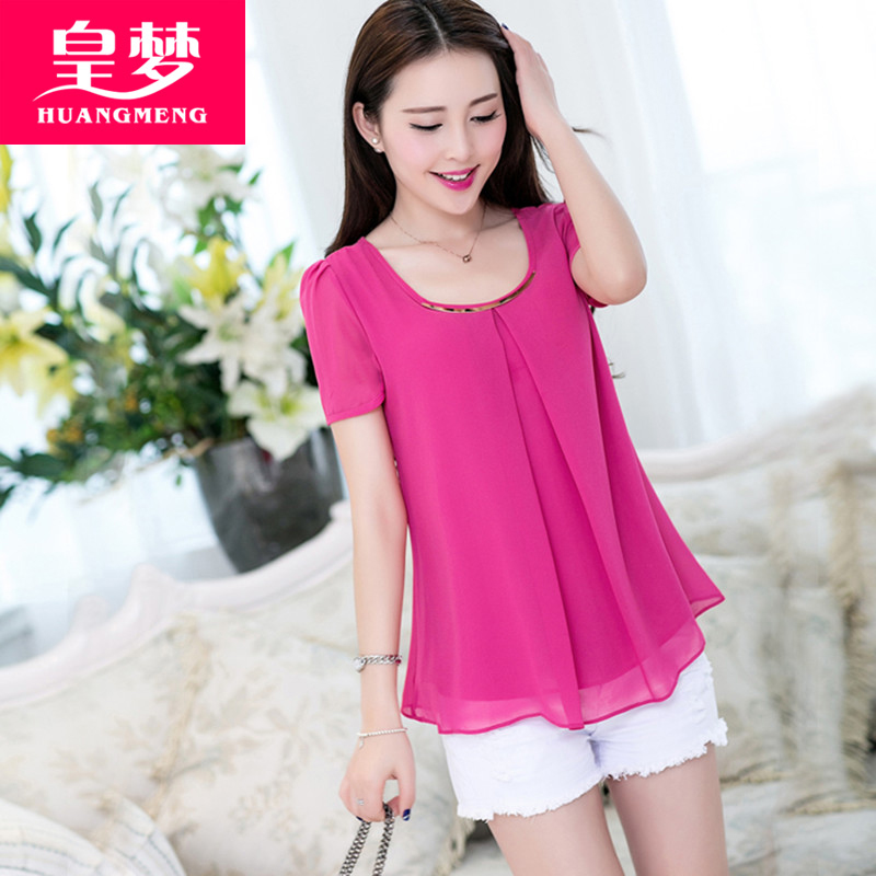 雪纺衫女2016夏季女装半袖上衣服大码宽松短袖女士打底衫t恤小衫