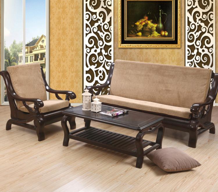 单/三人座实木硬沙发垫子 玉米绒坐垫靠背连体冬 厚海绵 特价包邮