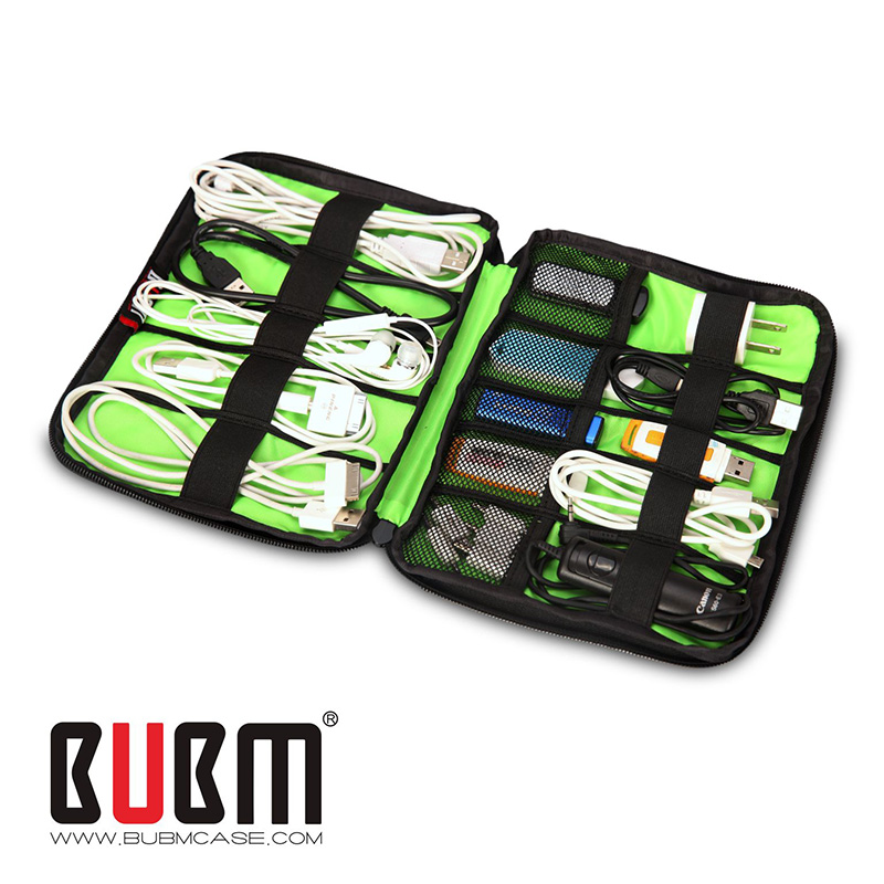 BUBM收线包对折拉链软性数码收纳包数据线收纳U盘U盾收纳耳机