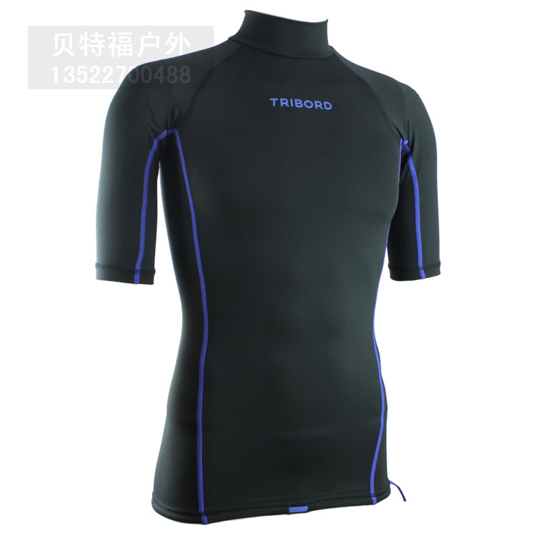 法国Tribod 男防晒游泳衣分体上衣短袖 紧身保暖沙滩冲浪服 大码