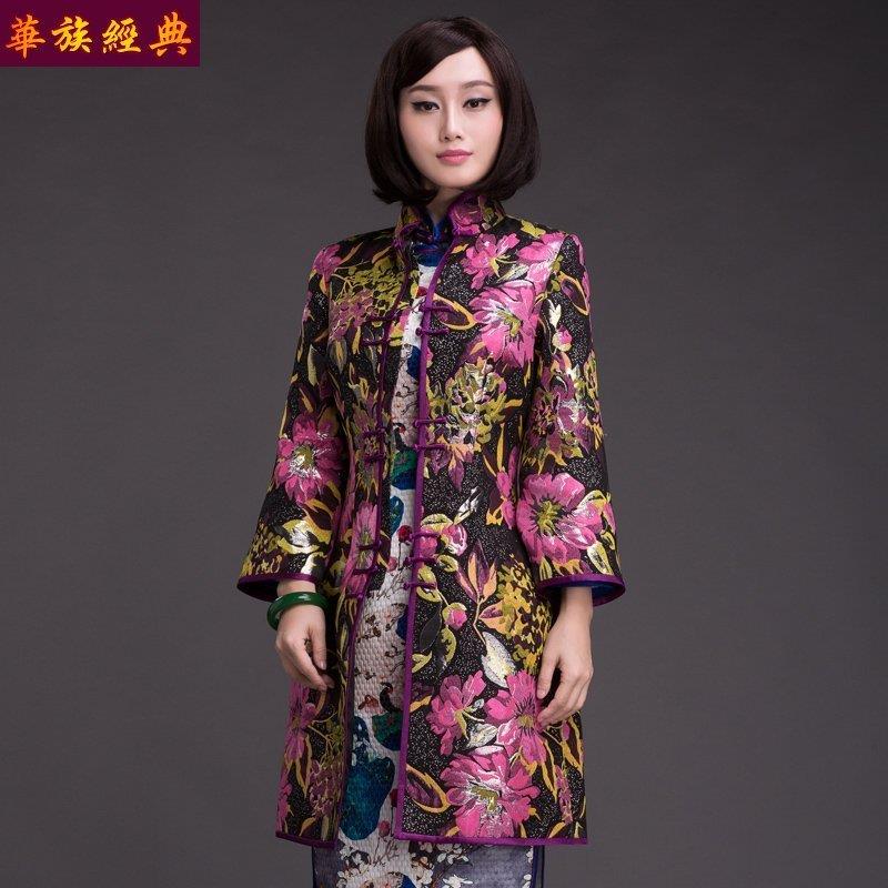 华族经典中式旗袍外套改良民族唐装秋冬装上衣汉服民国风女装大码