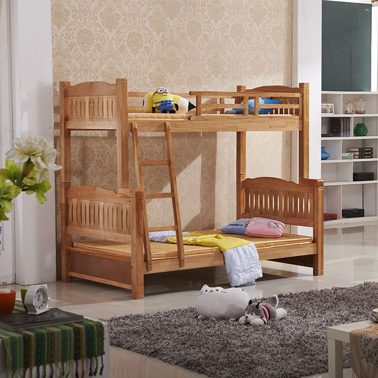 实木儿童高低子母床幼儿园上下铺床 橡木双层床可升降 省空间包邮
