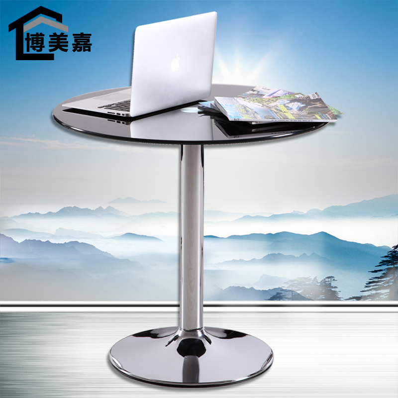 洽谈钢化玻璃小圆桌子小户型咖啡厅桌酒吧奶茶店茶几不锈钢餐桌