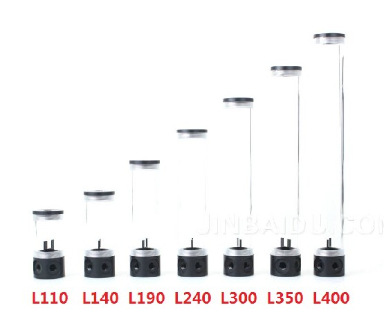 电脑水冷50mm直径圆柱水箱/长管水箱 （4孔侧接口）长度可选 特价