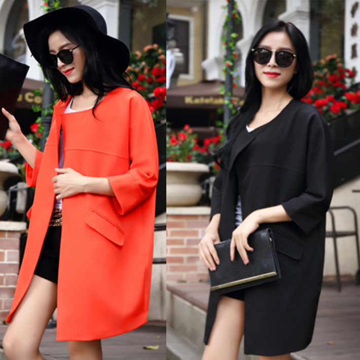 春款女风衣 大码女装200斤胖mm宽松显瘦中长款开衫 外套女 风衣女