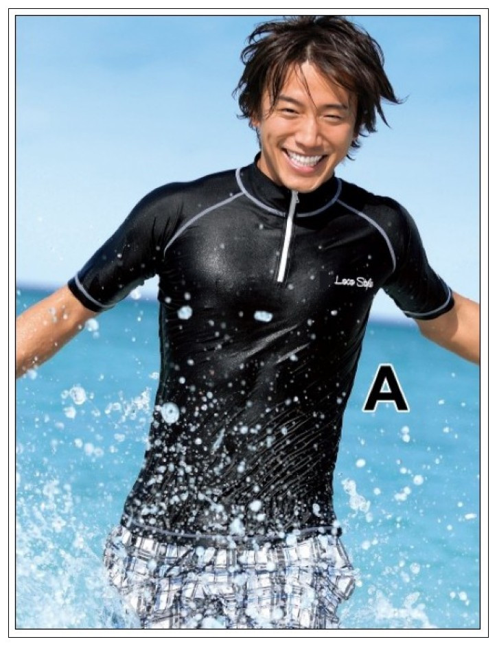 泳衣爆款包邮男防晒冲浪服泳衣短袖紧身冲浪泳衣游泳上衣大码显瘦