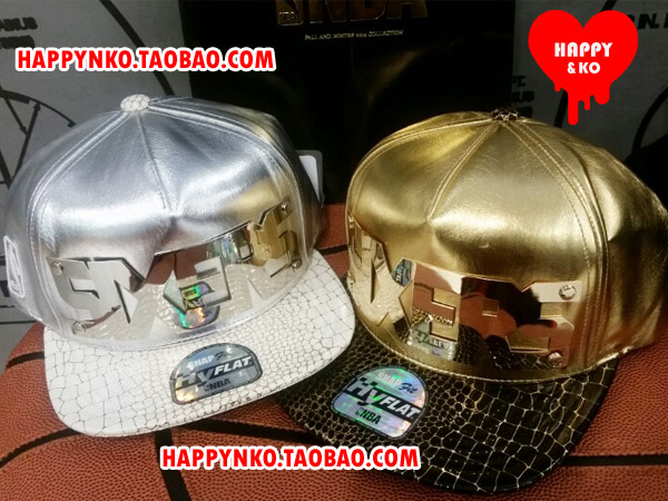NBA韩版潮篮球76人队嘻哈街舞男女金银色可调节平沿帽檐棒球帽子