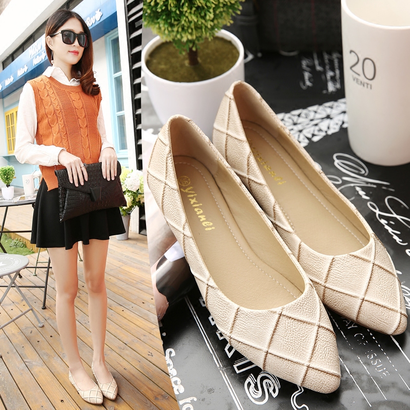 平底单鞋女春2016夏季浅口尖头蝴蝶结平跟女士皮鞋大码女鞋40-41