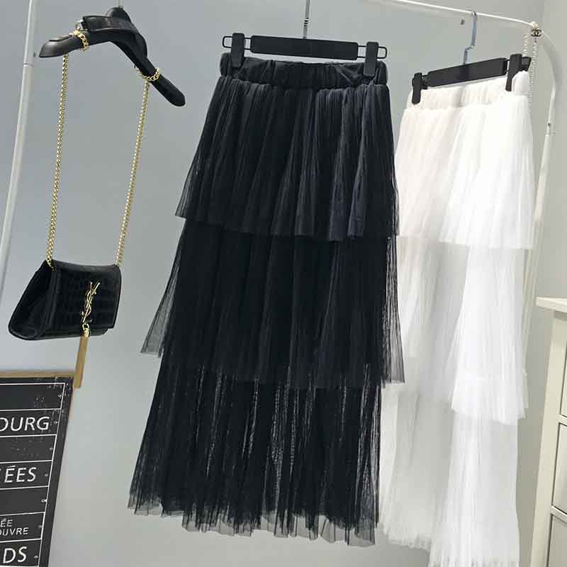 意五分蛋糕半身裙春夏2016新款高腰显瘦层层百褶纱裙大摆仙女长裙