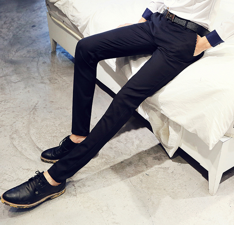 春季青年商务男士休闲裤英伦长裤韩版西裤弹力小脚裤修身男裤子潮