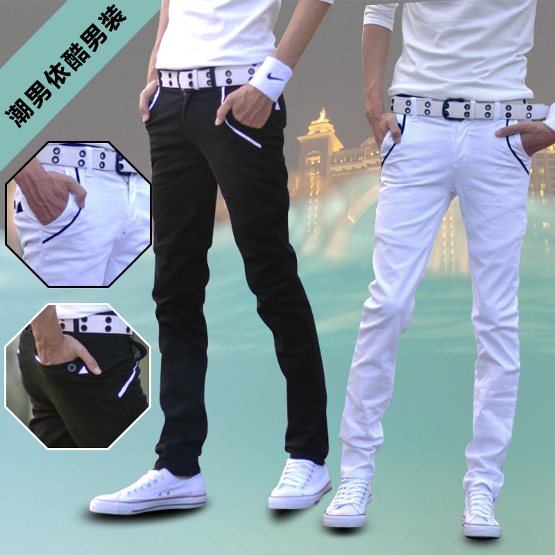 夏季休闲裤男修身潮男裤韩版青少年直筒男士小脚长裤学生潮流裤子