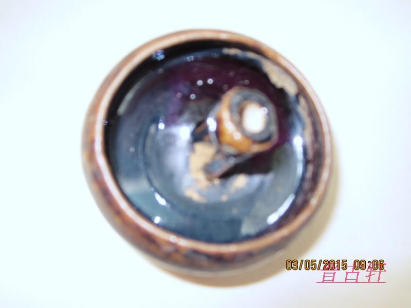 150502古玩杂项包老包真收藏古董清代黑釉内釉外半釉陶瓷高脚油灯