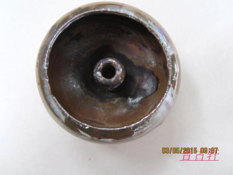 150502古玩杂项包老包真收藏古董清代变色釉半圆柱灯嘴陶瓷油灯