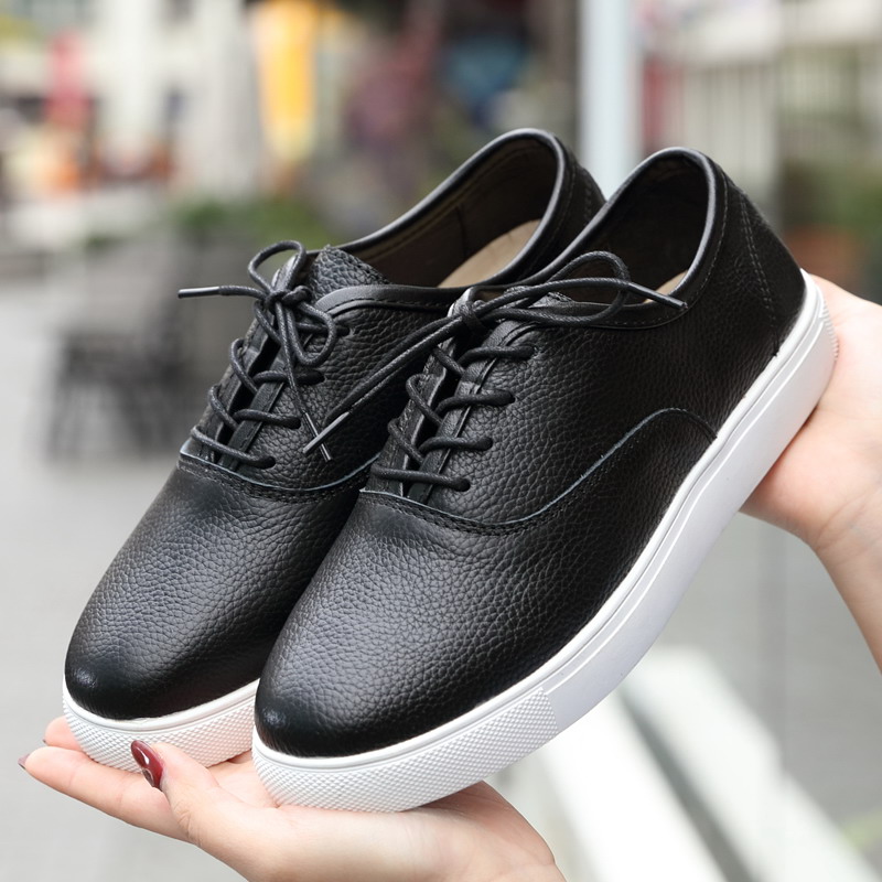 XMM2016春季真皮板鞋休闲鞋女学院风女鞋平底鞋韩版黑色学生单鞋