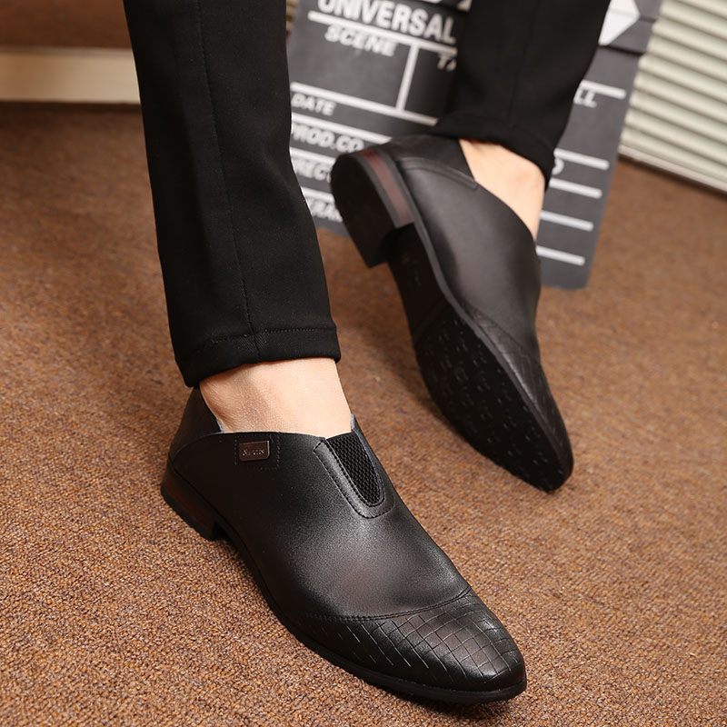 春夏季男士真皮内增高单鞋男鞋潮英伦尖头商务皮鞋韩版休闲皮鞋男
