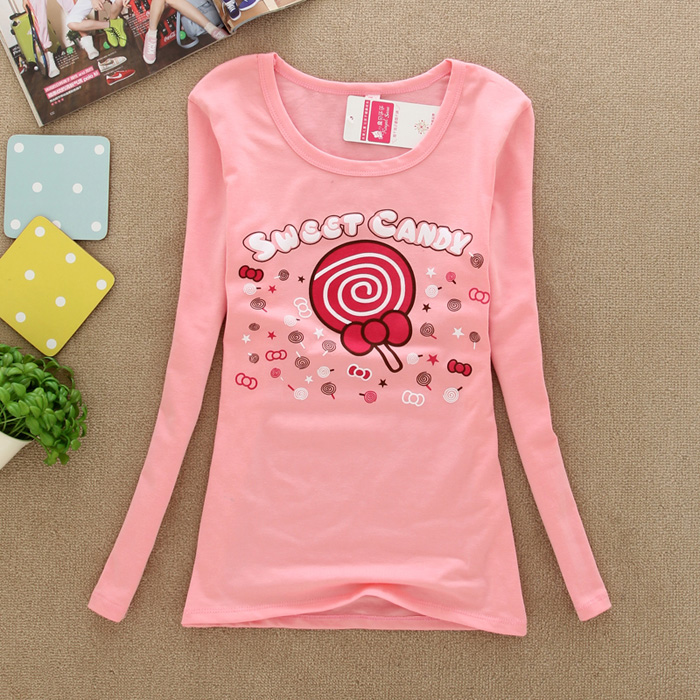 皇贝莎莎2015春夏新款童装中大童女童长袖T恤儿童卡通打底衫上衣