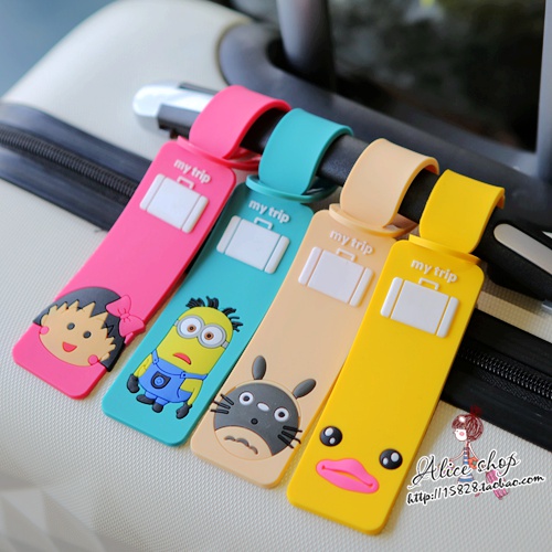 卡通行李箱吊牌 挂牌 硅胶托运牌 旅行箱识别牌/可写字行李牌