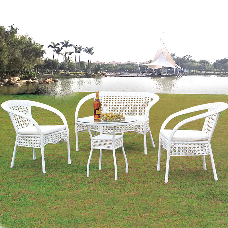 户外藤编桌椅 双人藤椅茶几组合家具 阳台庭院花园客厅休闲藤沙发