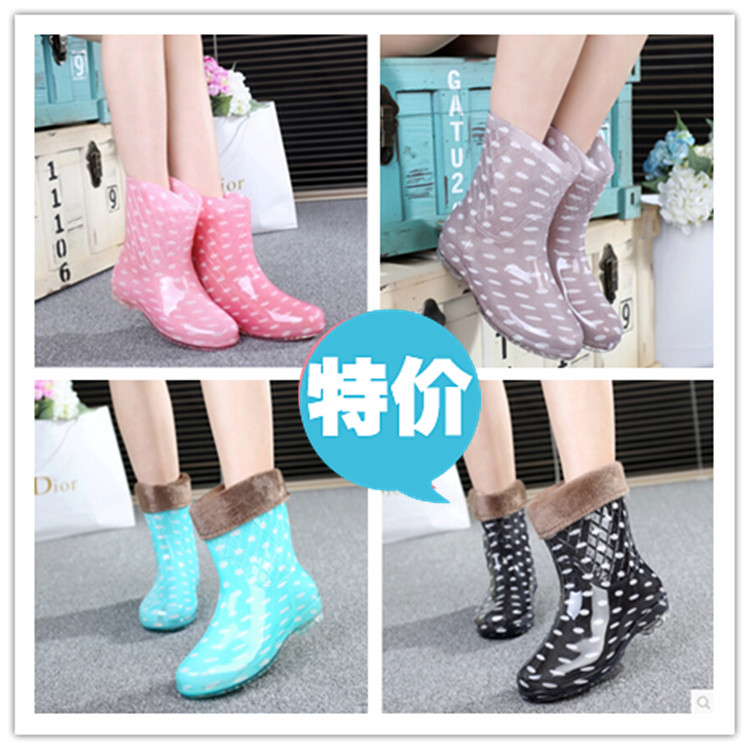 秋冬雨鞋女中筒加绒韩国时尚女式雨靴雪地靴冬季水鞋胶鞋保暖防滑