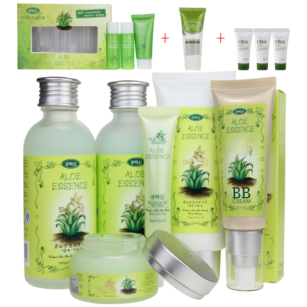 韩伊芦荟保湿补水6件套/护肤品套装化妆品男女专柜正品滋润乳水霜