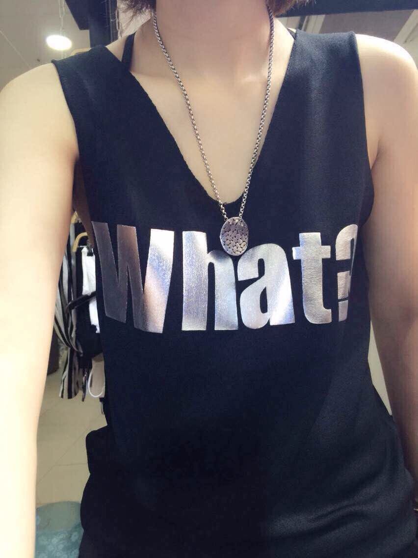 2016春装新款胖mm冰丝夏装女打底衫宽松夏装大码V领字母吊带背心