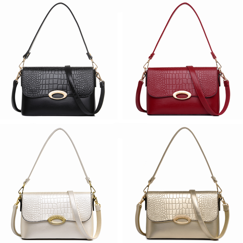 妈妈斜挎包女小包包2016新款简约鳄鱼纹小方包中年女包单肩手提包