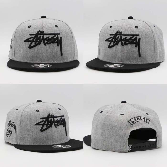 潮牌灰色STUSSY 棒球帽子男女士情侣韩版青年嘻哈黑色平沿帽夏天