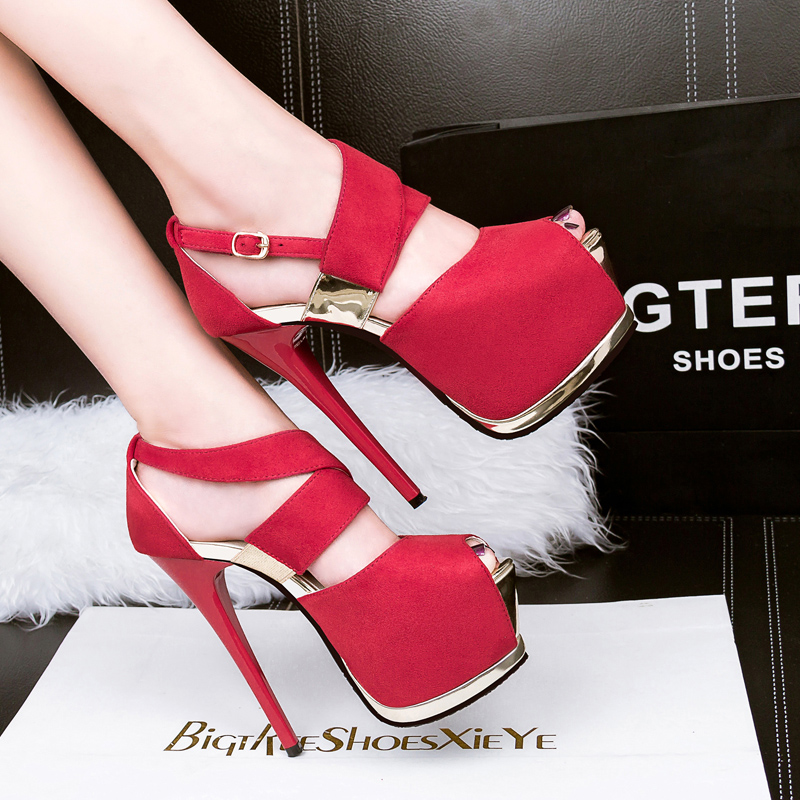 恨天高性感超高跟鞋细跟防水台夜店女凉鞋夏