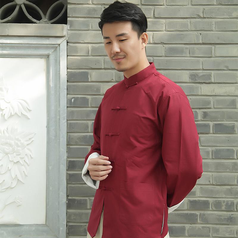中国风男装唐装加厚男外套 长袖居士服汉服改良秋冬男士唐装