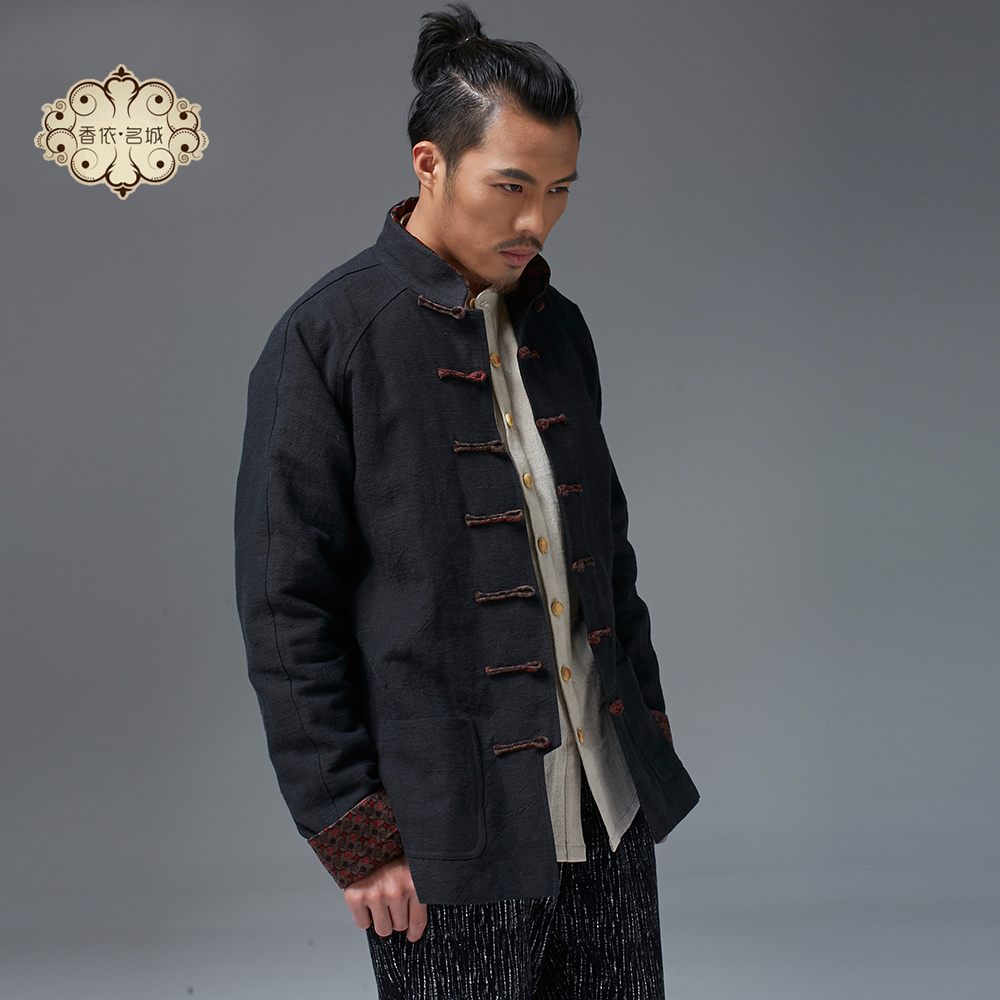 原创布衣中国风复古男装中式改良唐装 加厚棉麻盘扣立领外套春秋