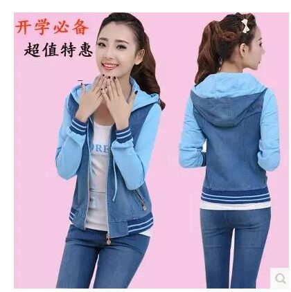 12 13 14 15 16 17 18岁女孩秋冬装新款牛仔外套初中学生少女卫衣