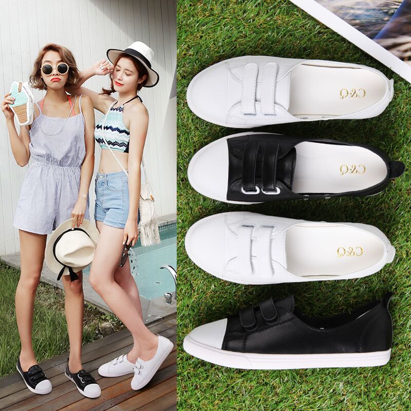ＣＱ2016夏新款真皮平底鞋女韩版小白鞋学生圆头单鞋女百搭休闲鞋