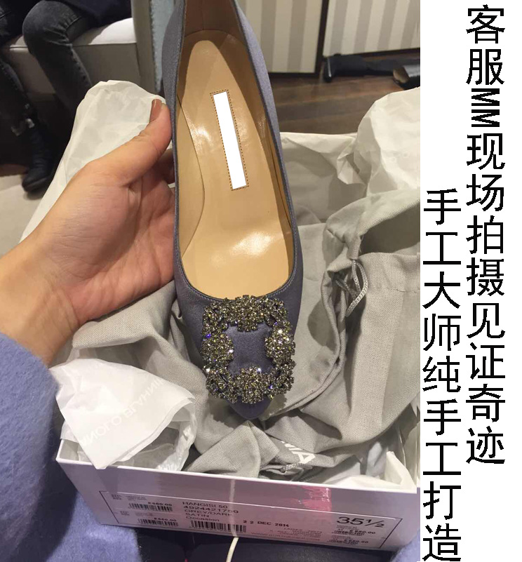 羊皮/2016春季新款超尖头MB高跟鞋细跟单鞋/性感水钻方扣婚鞋女鞋