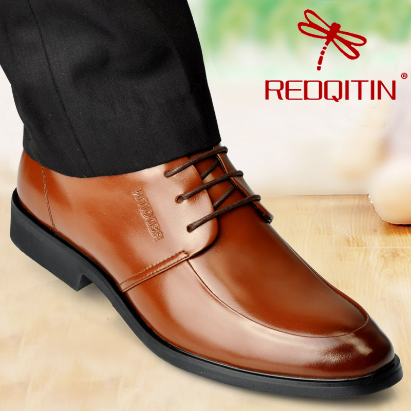 男士皮鞋内增高商务正装真皮系带棕色单鞋结婚鞋男增高鞋6CM男鞋