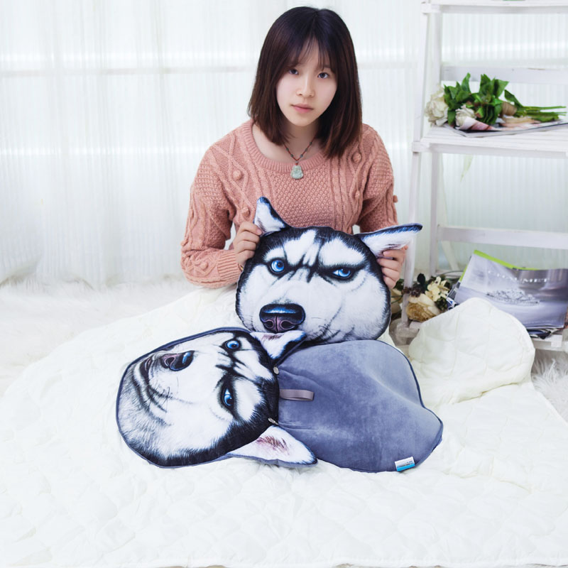 3D哈士奇doge柴犬抱枕毯被靠垫神烦狗汪喵星人公仔搞怪女生日礼物