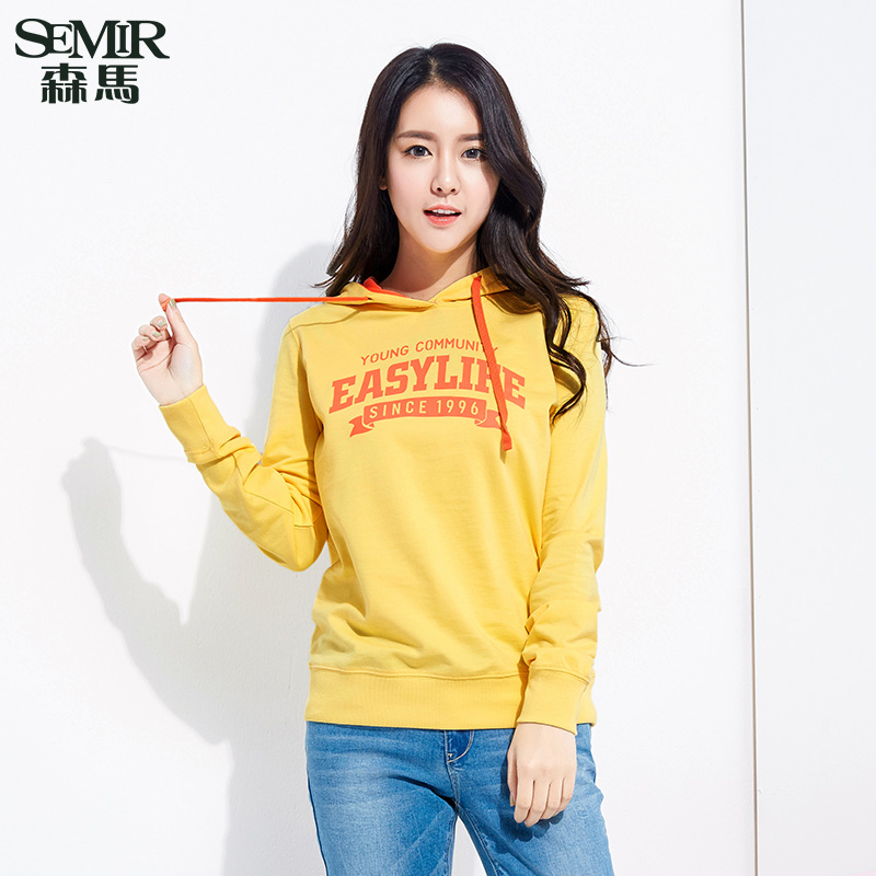 森马女装糖果色卫衣女2016春装运动字母软妹帽衫学生上衣韩版潮流