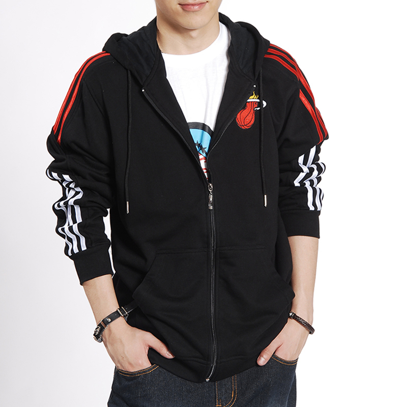 nba热火卫衣男 秋冬加肥加大码宽松胖人外套男 连帽开衫肥佬男装